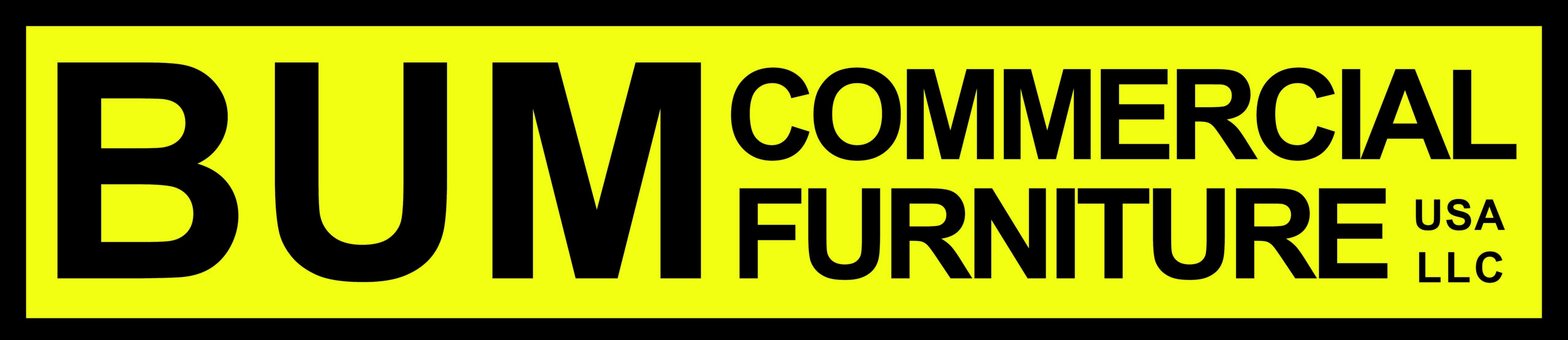 A yellow and black logo for the company furniture.